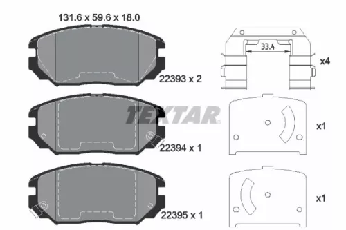 Textar Front Brake Pads Set For Hyundai Sonata Tucson