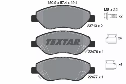 Textar Front Brake Pads Set For Fiat Tipo