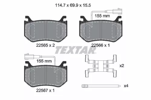 Textar Rear Brake Pads Set For Alfa Romeo Giulia Stelvio