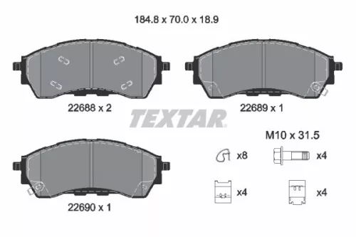 Textar Front Brake Pads Set For Changan Ford Ford (Jmc) Ford Australia Ford Usa 