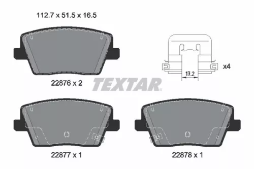 Textar Rear Brake Pads Set For Hyundai I30 Veloster