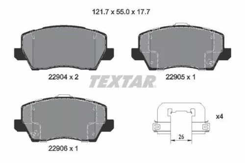 Textar Front Brake Pads Set For Kia Picanto