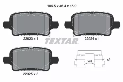 Textar Rear Brake Pads Set For Buick (Sgm) Chevrolet Chevrolet (Sgm) Holden Opel