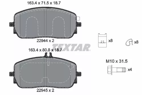 Textar Front Brake Pads Set For Mercedes Mercedes (Bbdc) A-class B-class Cla Eqa
