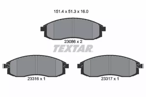 Textar Front Brake Pads Set For Mitsubishi L200