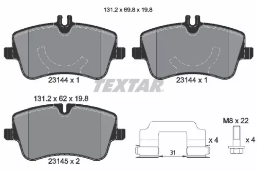 Textar Front Brake Pads Set For Mercedes C-class Clc-class Clk Slk