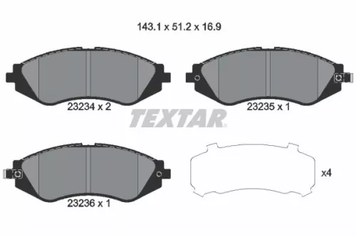 Textar Front Brake Pads Set For Buick (Sgm) Chevrolet Daewoo Holden Suzuki Arano