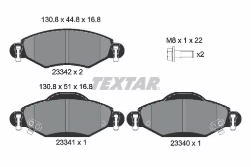 Textar Front Brake Pads Set For Toyota Yaris