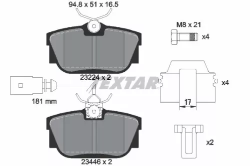 Textar Rear Brake Pads Set For Ford Seat Vw Alhambra California Galaxy Kombi Sha