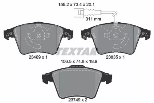 Textar Front Brake Pads Set For Vw Touareg