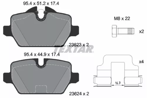 Textar Rear Brake Pads Set For Bmw 1 3 Series