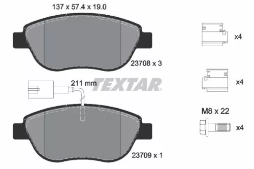 Textar Front Brake Pads Set For Abarth Fiat Lancia Opel Vauxhall Zotye 500c / 59