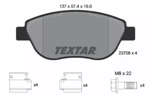 Textar Front Brake Pads Set For Citroën Citroën (Df-psa) Emgrand Fengxing Fiat G