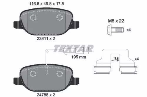 Textar Rear Brake Pads Set For Alfa Romeo Giulietta