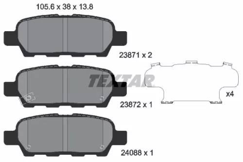 Textar Rear Brake Pads Set For Infiniti Nissan Nissan (Dfac) Renault Samsung Suz