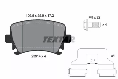Textar Rear Brake Pads Set For Audi Audi Hawtai Seat Skoda Skoda (Svw) Vw A3 A4 