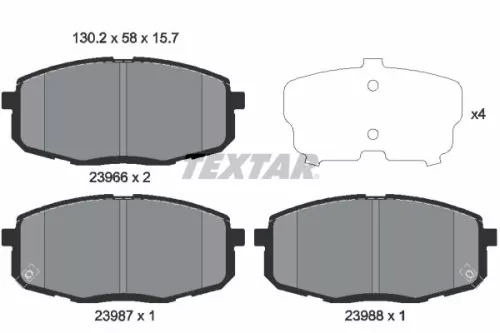 Textar Front Brake Pads Set For Hyundai Kia Naza Carens Cee'd Citra I30 Kona Pro