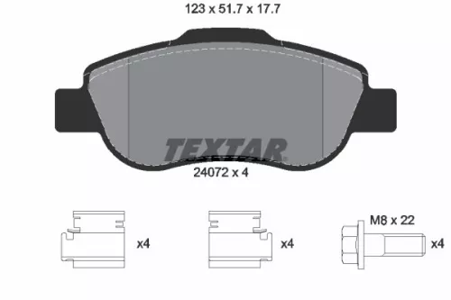 Textar Front Brake Pads Set For Fiat Panda