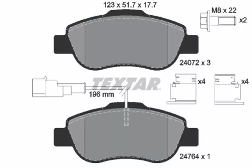 Textar Front Brake Pads Set For Fiat Ford 500 500 C Ka