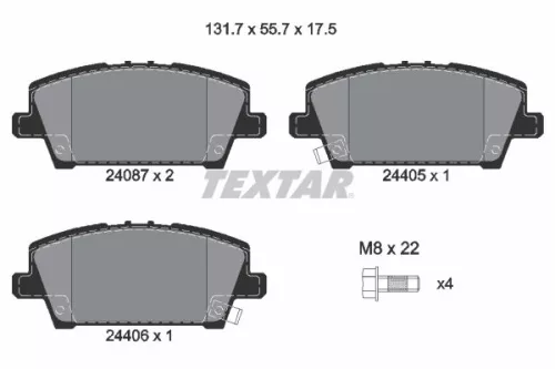 Textar Front Brake Pads Set For Honda Civic