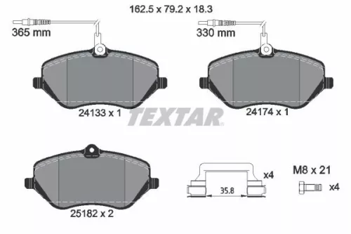 Textar Front Brake Pads Set For Citroën Peugeot 407 C5 C6