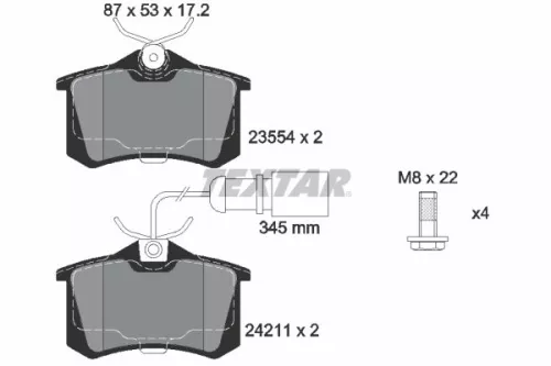 Textar Rear Brake Pads Set For Audi A4