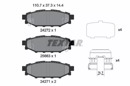 Textar Rear Brake Pads Set For Subaru Toyota Brz Gt 86