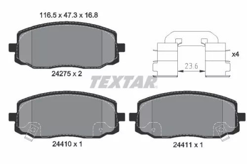 Textar Front Brake Pads Set For Dodge Hyundai Inokom Kia Naza I 10 I10 Picanto S