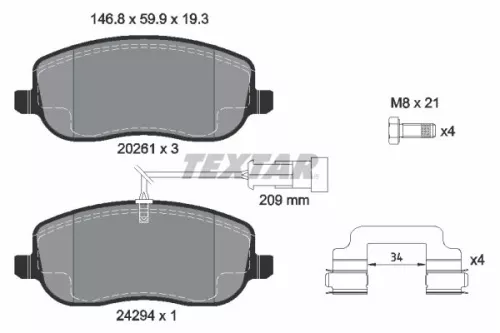 Textar Front Brake Pads Set For Fiat Croma