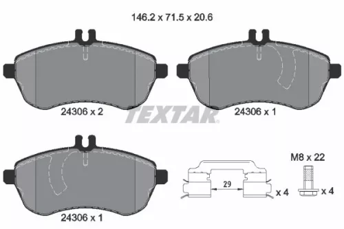 Textar Front Brake Pads Set For Mercedes C-class