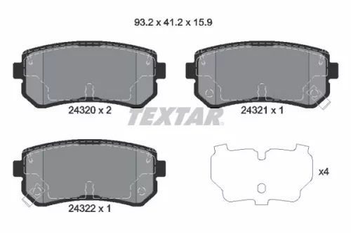 Textar Rear Brake Pads Set For Dodge Hyundai Hyundai (Beijing) Kia Kia (Dyk) Acc