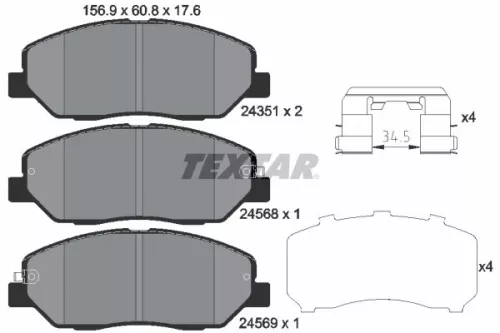Textar Front Brake Pads Set For Hyundai Hyundai (Beijing) Inokom Kg Mobility Kia