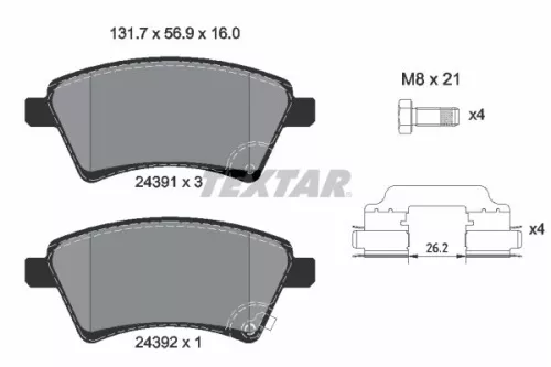 Textar Front Brake Pads Set For Fiat Suzuki Sedici Sx4