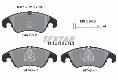 Textar Front Brake Pads Set For Ford Ford Australia Focus