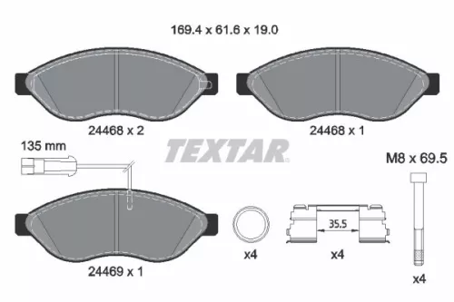 Textar Front Brake Pads Set For Fiat Ducato