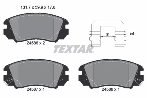 Textar Front Brake Pads Set For Hyundai Kia Magentis Sonata