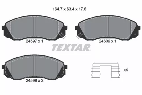 Textar Front Brake Pads Set For Dodge Hyundai Jac Kia Carnival / Grand Carnival 