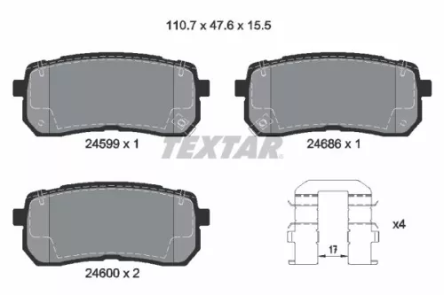 Textar Rear Brake Pads Set For Dodge Haval Hyundai Jac Kia Carnival Carnival / G