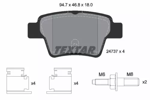 Textar Rear Brake Pads Set For Byd Citroën Emgrand Fengxing Geely Peugeot Peugeo