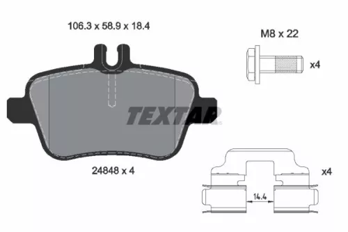 Textar Rear Brake Pads Set For Mercedes A-class B-class Cla Gla-class Slc Slk