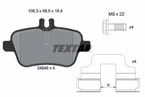 Textar Rear Brake Pads Set For Infiniti Mercedes Mercedes (Bbdc) A-class B-class