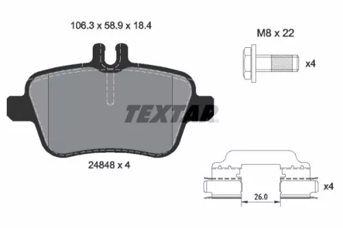 Textar Rear Brake Pads Set For Infiniti Mercedes Mercedes (Bbdc) A-class Cla Gla