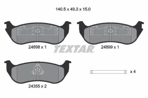 Textar Rear Brake Pads Set For Jeep Cherokee Wrangler