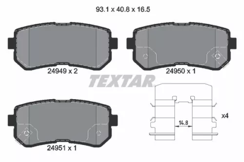 Textar Rear Brake Pads Set For Hyundai I20