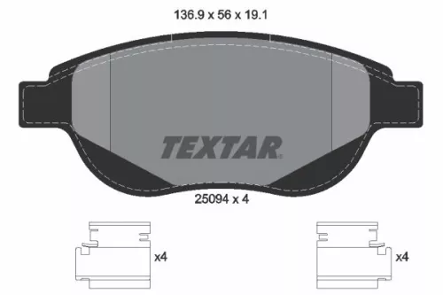 Textar Front Brake Pads Set For Citroën Peugeot 307 C4