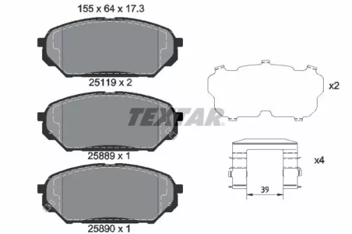 Textar Front Brake Pads Set For Hyundai Ix55