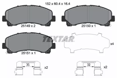 Textar Front Brake Pads Set For Chevrolet Holden Isuzu Isuzu (Jiangxi) Ldv Maxus