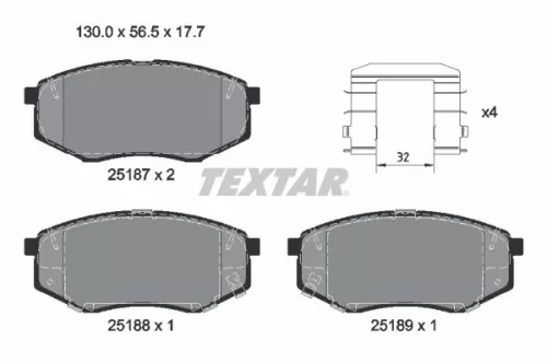 Textar Front Brake Pads Set For Hawtai Hyundai Hyundai (Beijing) Jac Kia Kia (Dy