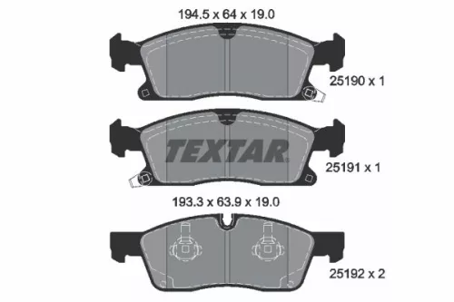Textar Front Brake Pads Set For Dodge Jeep Durango Grand Cherokee
