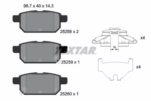 Textar Rear Brake Pads Set For Mg (Saic) Suzuki Suzuki (Changan) 3 Alivio Baleno